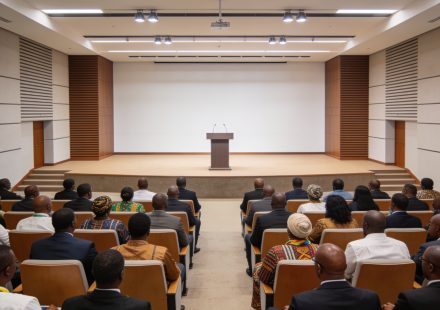 Create an editorial news illustration for an article about 'Brazzaville : la 4e édition du Prix d’excellence leader du Congo programmée pour le 8 août'. The specific country is Republique du Congo (Brazzaville) (CG); make visual cues accurate to this