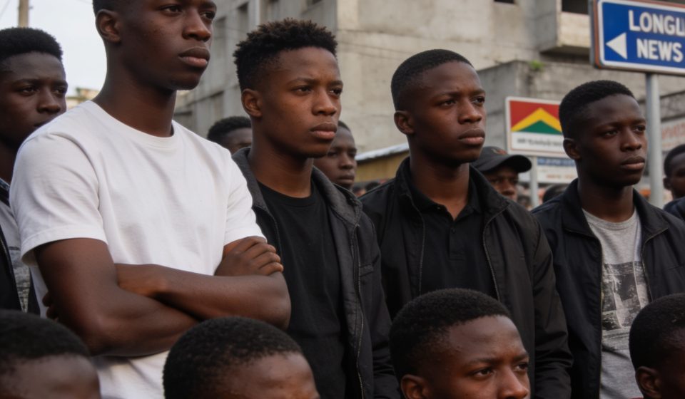 Create an editorial news illustration for an article about 'Opération “zéro kuluna” : le rapport du CAD dénonce 138 assassinats et disparitions de jeunes au Congo'. The specific country is CG (CG); make visual cues accurate to this exact country and